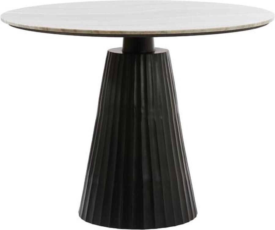 Light & Living Light&living Eettafel Ø100x75 cm RIANNE marmer taupe-mat zwart