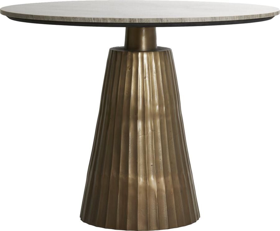 Light & Living Light&living Eettafel Ø100x75 cm RIANNE marmer bruin-antiek brons
