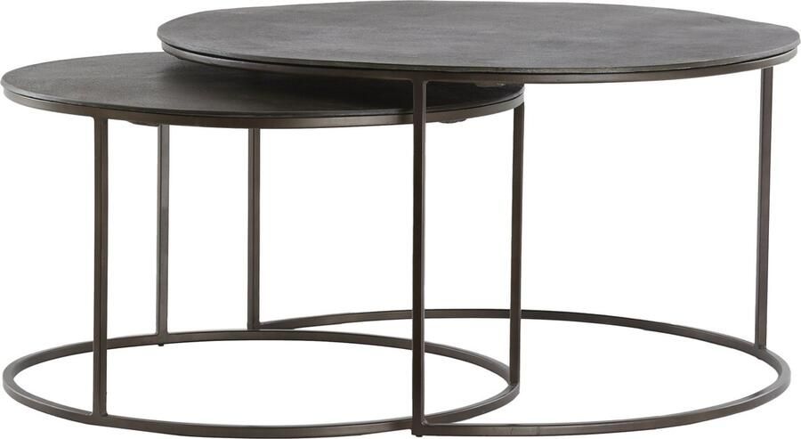 Light & Living Light&living Salontafel S 2 Ø61x37+Ø76x41 cm TALCA donker bruin