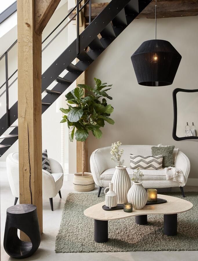 Light & Living Light&living Salontafel 130x80x30 cm LASICA travertin zand+zwart