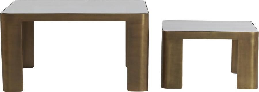 Light & Living Light&living Salontafel S 2 50x50x30+75x75x40 cm OXE ant. br+smoke glas