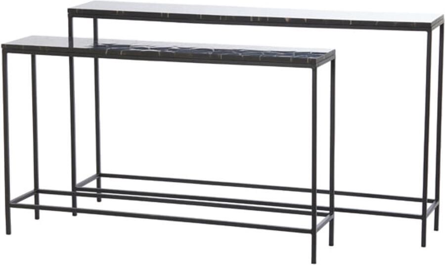 Light & Living Sidetable Morena Agaat Set van 2 stuks Zwart