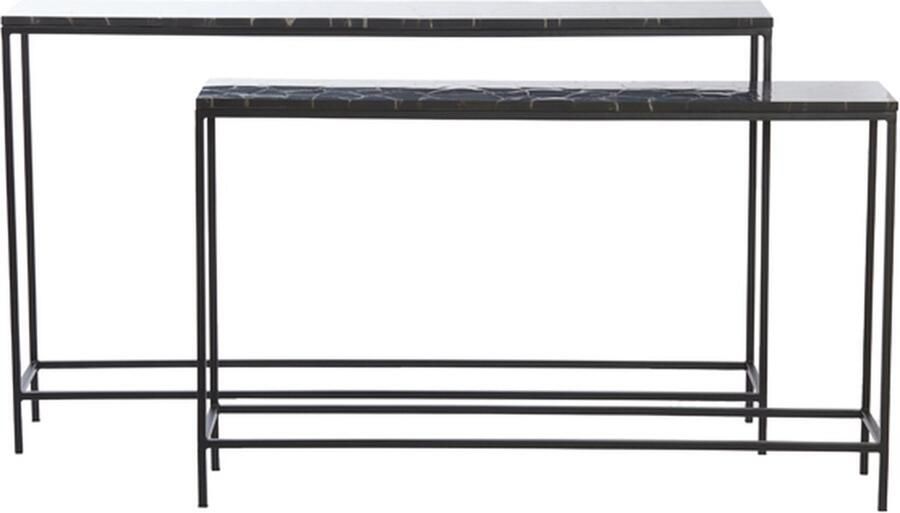 Light & Living Sidetable Morena Agaat Set van 2 stuks Zwart - Foto 2