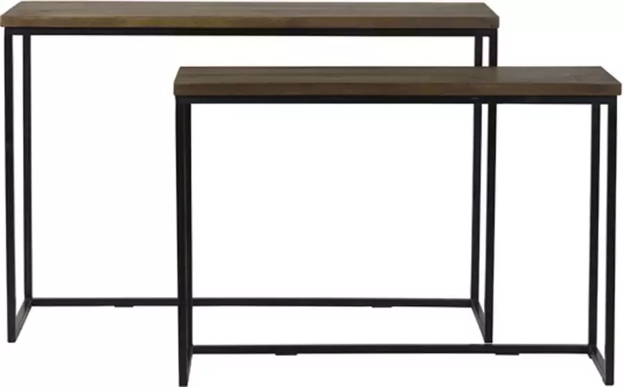 Light & Living Light&living Side table S 2 100x30x70+120x40x82 cm BRYSON hout bruin-zwrt - Foto 1