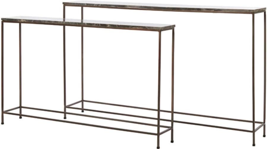 Light & Living Light&living Side table S 2 120x21x72+140x25x82 cm MORENA bruin marmr+brn - Foto 1