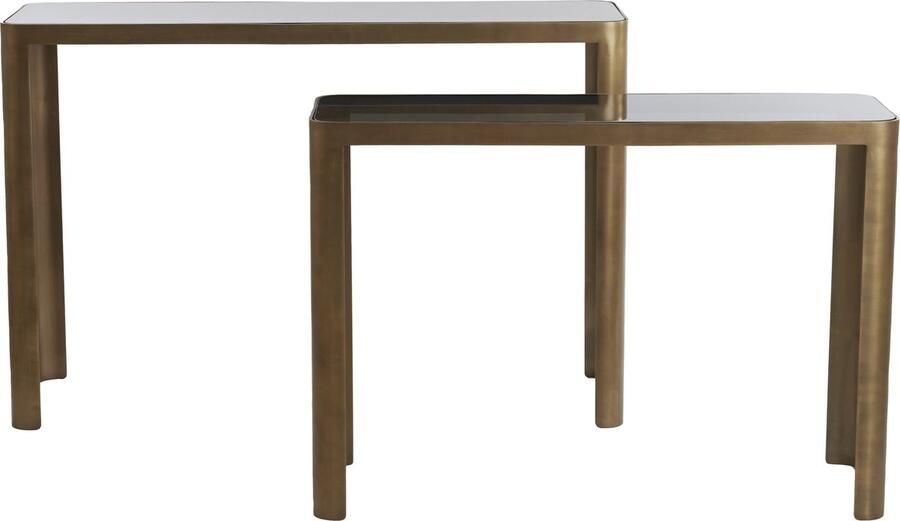 Light & Living Light&living Side table S 2 100x30x70+120x35x80 cm OXE ant. br+smoke gl