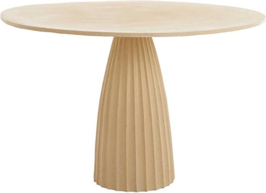 Light & Living Veglia eettafel Ø120x78 cm mat zand licht bruin gespikkeld