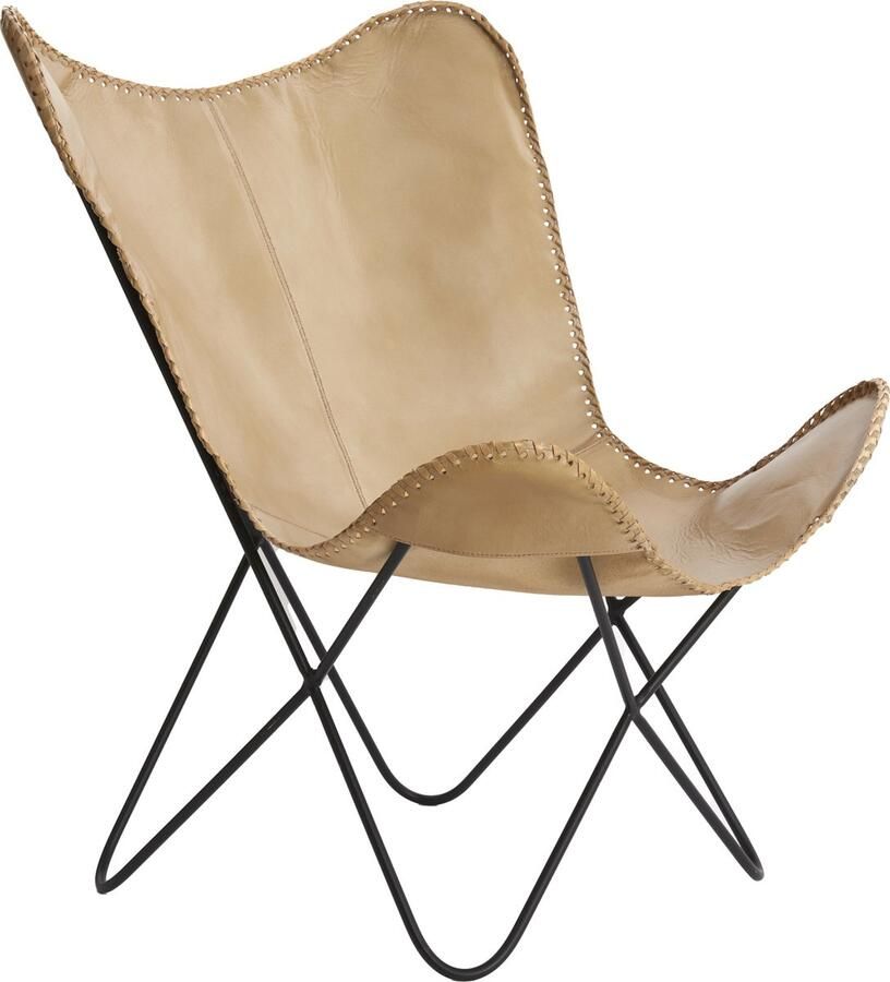 Light & Living Light&living Stoel 72x72x84 cm BUTTERFLY leer zand