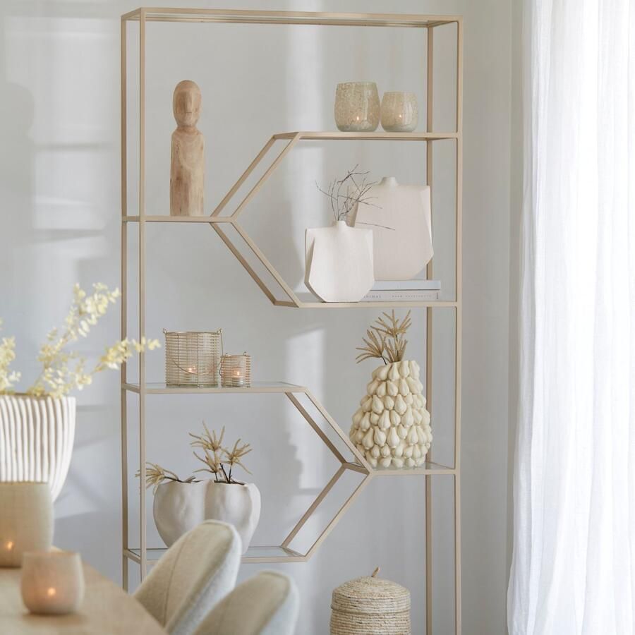 Light & Living Light&living Kast open 100x34x214 cm AINO glas helder+crème