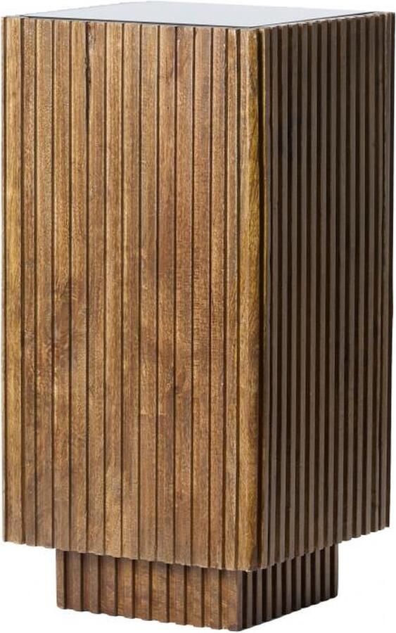 Light & Living Gatura zuil 30x30x60 cm hout donkerbruin glas bruin