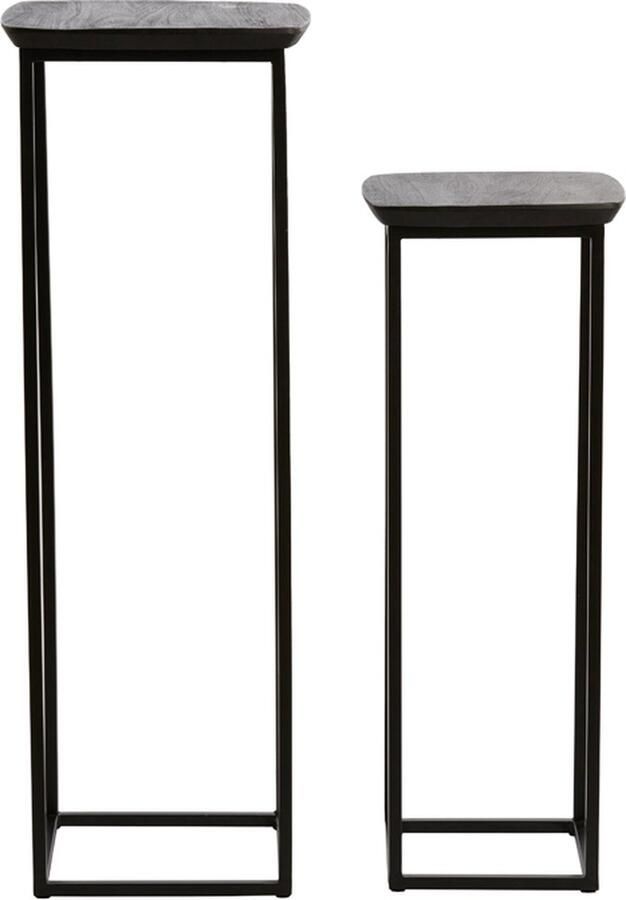 Light & Living Light&living Zuil S 2 30x30x80+35x35x100 cm QUENZA acacia hout zwart+zwrt