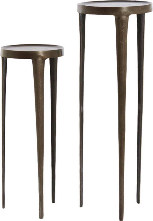 Light & Living Light&living Zuil S 2 Ø30x80+Ø35x100 cm TOBIAS donker bruin