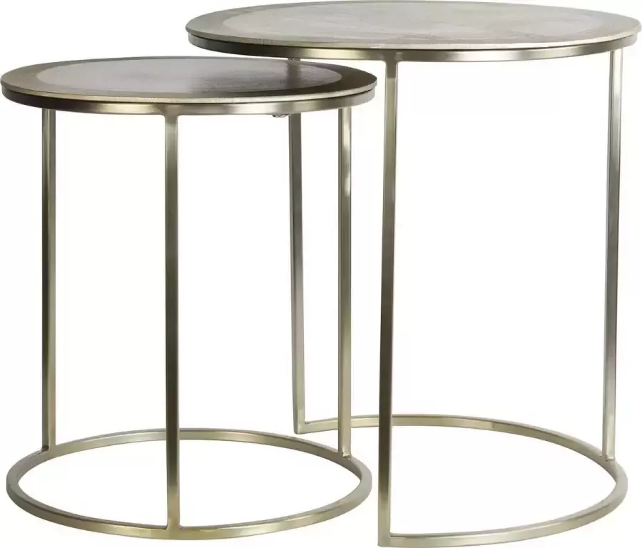 Light & Living Side table S 2 40x45+50x52 cm TALCA light gold