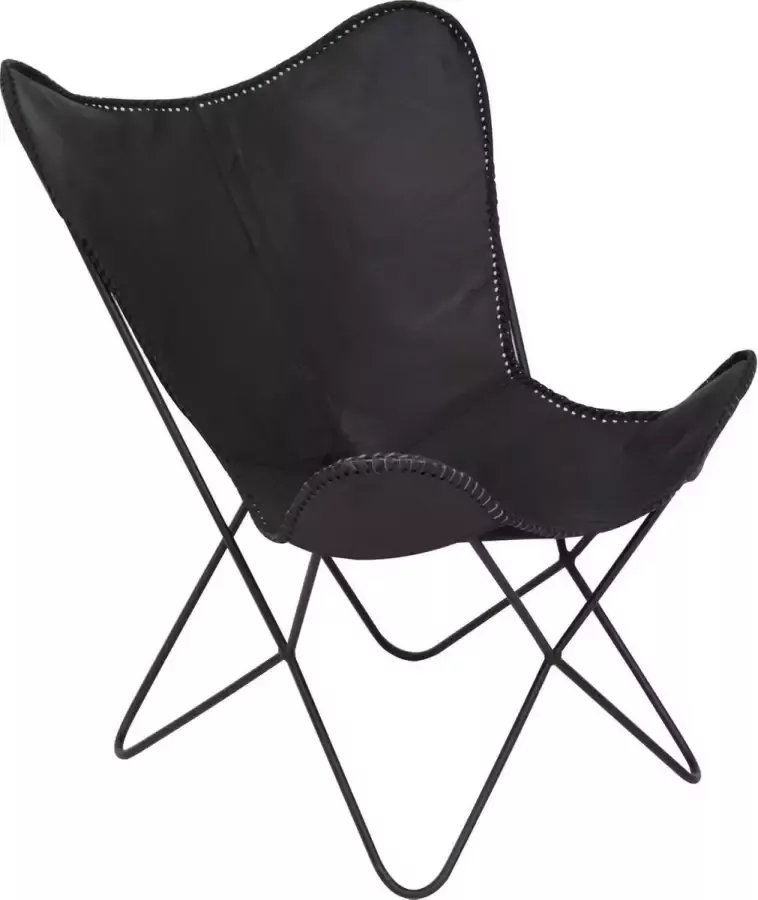 Light & Living Vlinderstoel BUTTERFLY leer zwart 86 x 87 x 75
