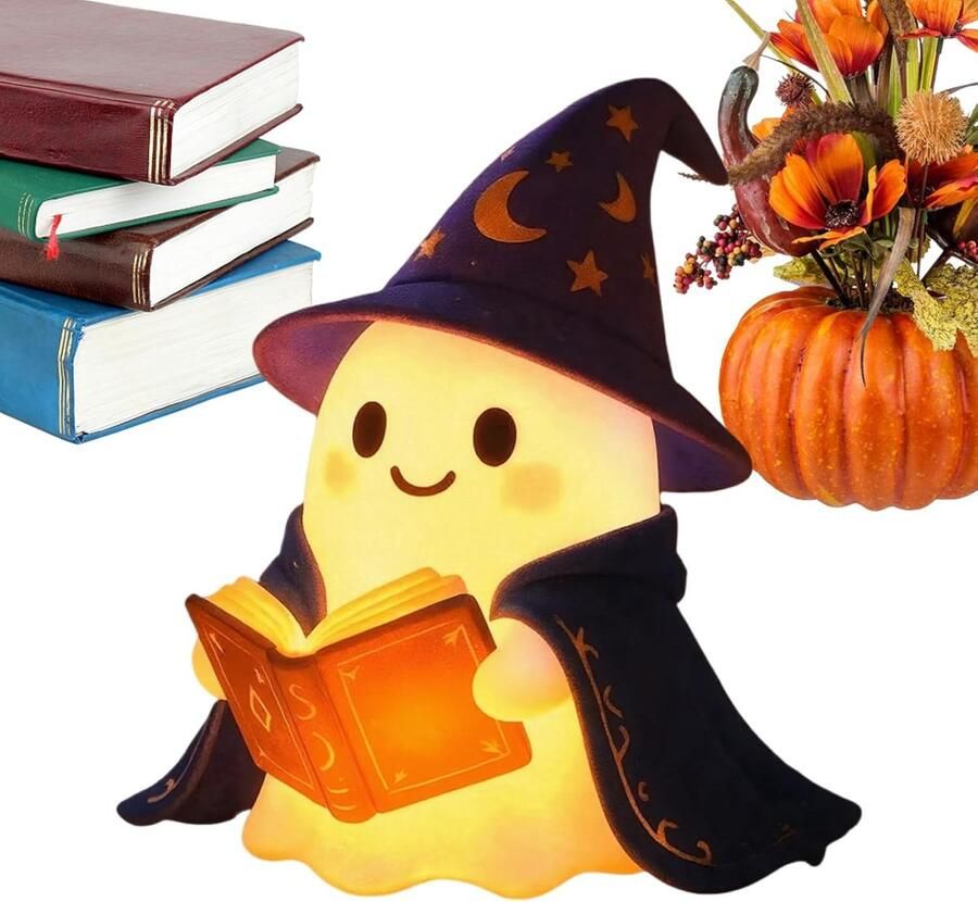 LIGHT GHOST 1 Ghost Reading Book Light 8×8×15cm Schattige Ghost Reader LED-lamp Decoratief LED-verlicht leesboekontwerp Geschikt voor kinderen vakanties slaapkamers boerderijen bureaus open haarden en keukens