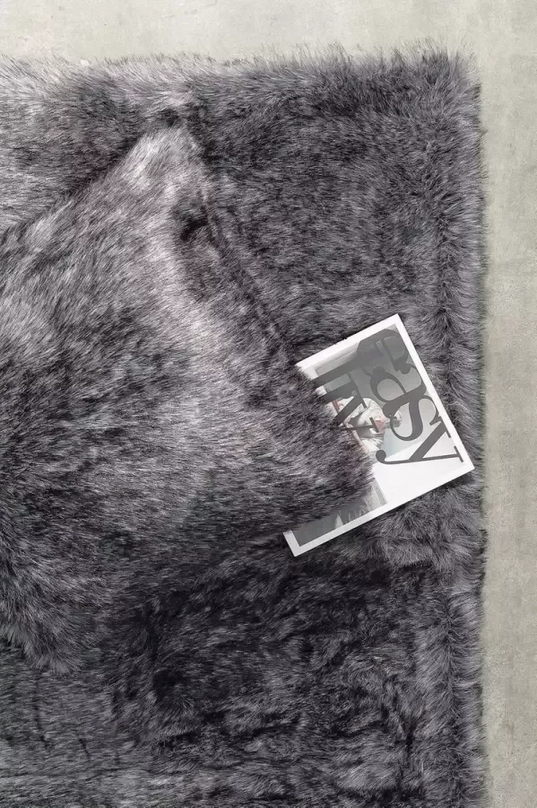 Ligne Pure Feel – Vloerkleed – Tapijt – imitatiebont – faux fur – luxueus – Zwart Nepbont 64x120 - Foto 2