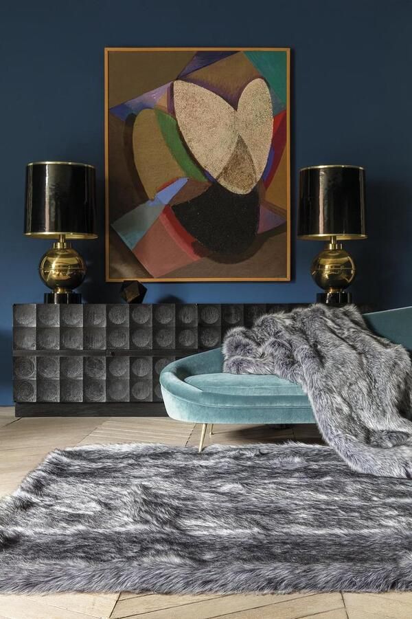 Ligne Pure Feel – Vloerkleed – Tapijt – imitatiebont – faux fur – luxueus – Zwart Nepbont 64x120