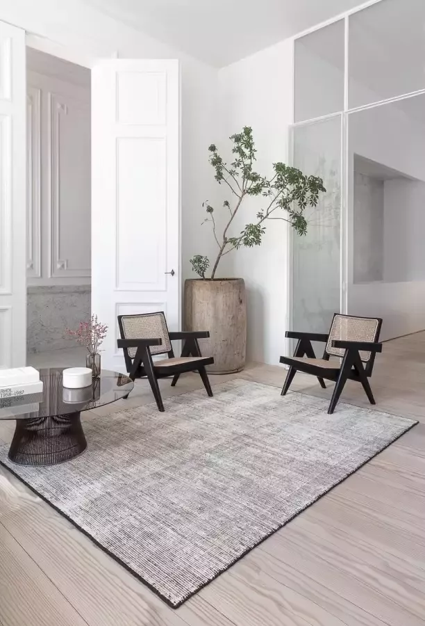 Ligne Pure Oat – vloerkleed – tapijt – handgeweven – wol – eco – modern – Zwart Wit 140x200