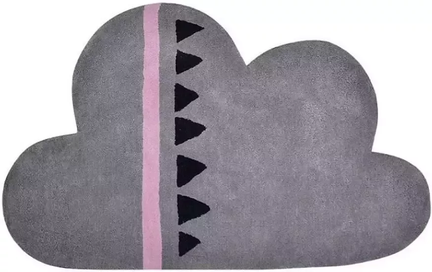 Lilipinso Vloerkleed Wolk Grijs Roze 100 x 64 cm (dikte: 1 5 cm) Kinderkamer Babykamer Baby Kinderen