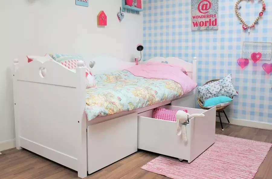 Lilli Furniture Emma bedbank met 3 mega lades inclusief lattenbodem 90x200cm Wit
