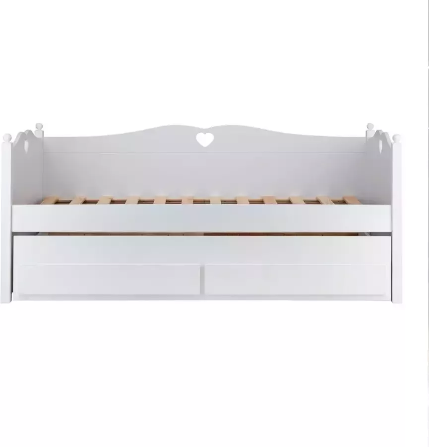 Lilli Furniture Emma bedbank met uitschuifbaar logeerbed en 2 lades inclusief 2 lattenbodems 90x200cm wit