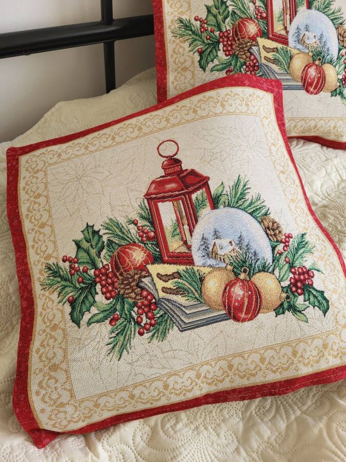 Lilly Bellule Kussenhoes Gobelinstof Kerst Lamp Christmas met rits 45*45cm