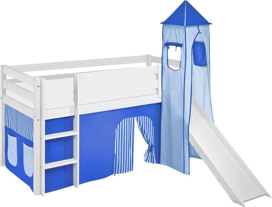 Lilokids Halfhoogslaper Blauw met tent toren en glijbaan