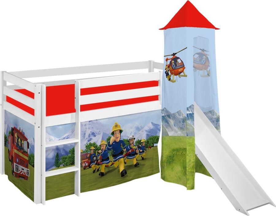 Lilokids Halfhoogslaper Brandweerman Sam met tent toren en glijbaan