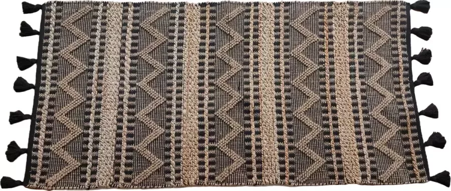 Lime-Light B.V. Lime-Light Vloerkleed Ivy Jute Zwart 80x160 cm