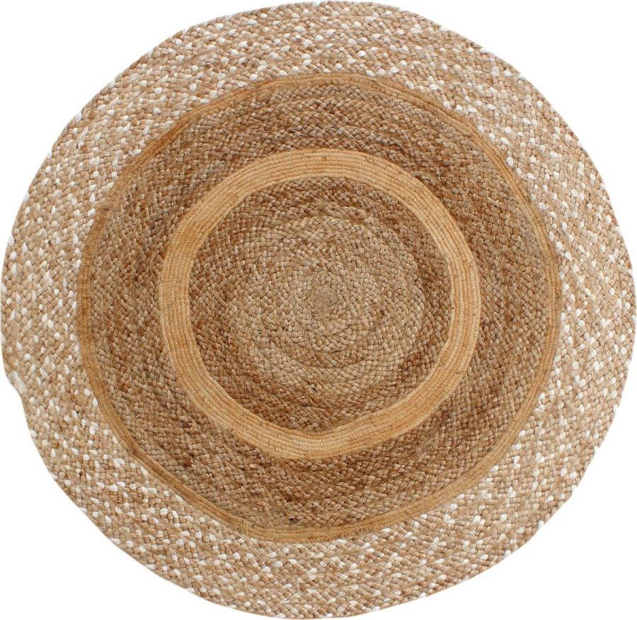 Lime-Light B.V. Vloerkleed Jute two tone rond wit 150 cm