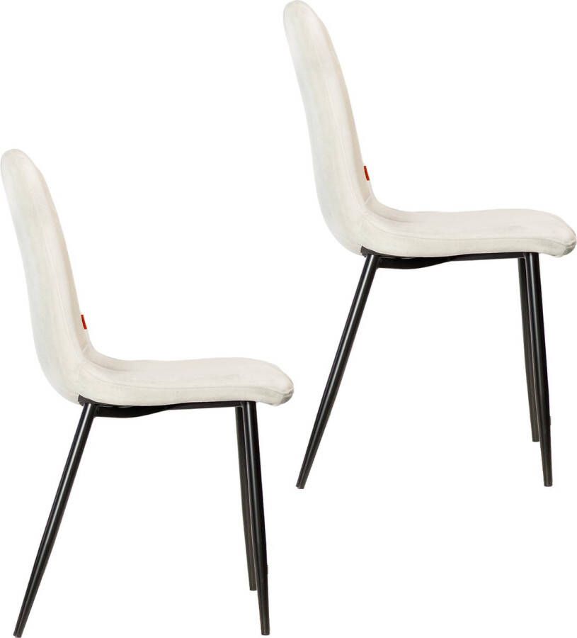 Lina Amalia Eetkamerstoel Set van 2 Beige Velvet Metaalpoot Woonkamerstoel - Foto 2