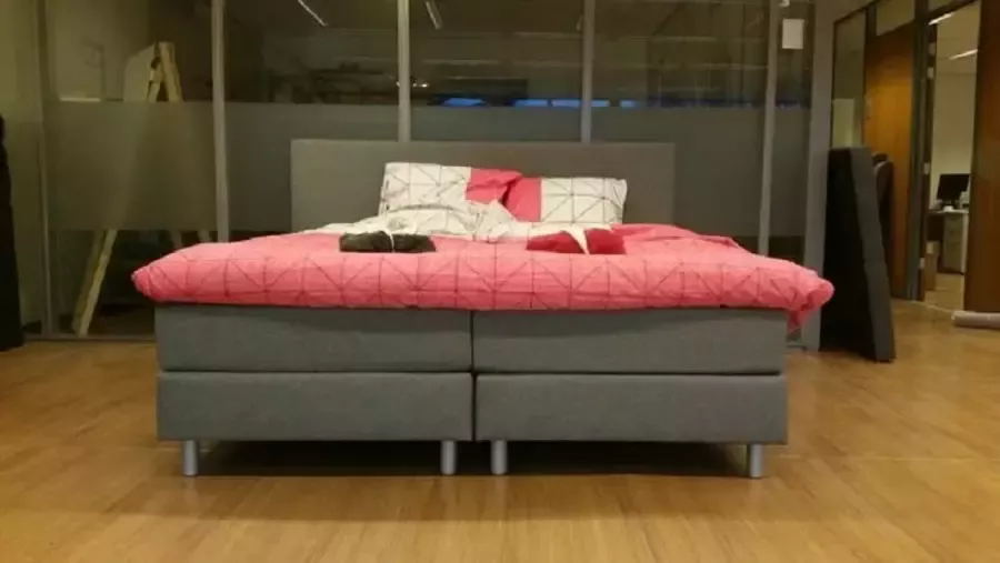 Lina Dreams TipTopBedden Boxspring AMSTERDAM 120x200 incl. hoofdbord matras en topper Grijs