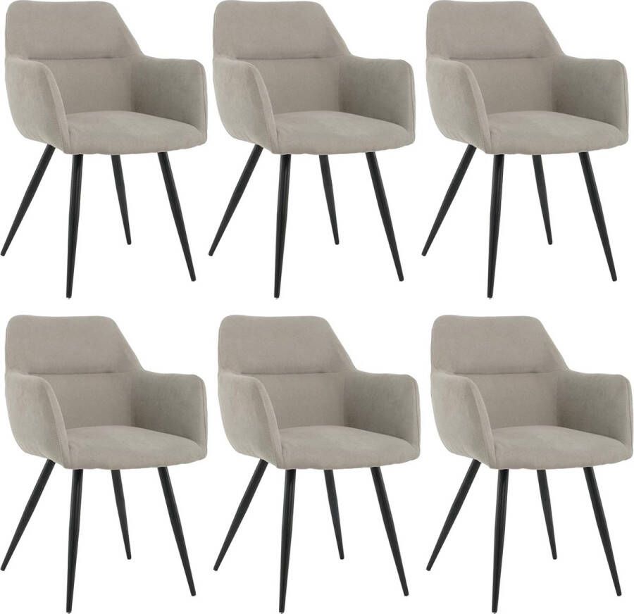 Lina Eetkamerstoel Nova Set van 6 Grijs Stof Woonkamerstoel
