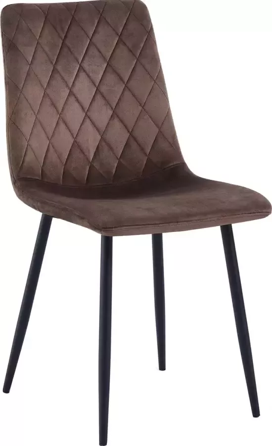 Mevsim Store Elisia Eetkamerstoel Bruin Velvet Metaalpoot Woonkamerstoel - Foto 3