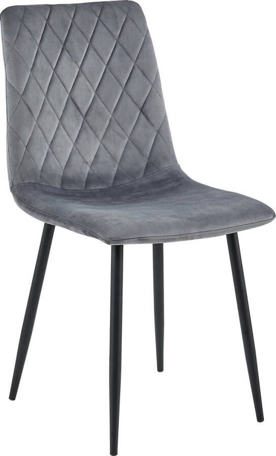 Lina Elisia Eetkamerstoel Grijs Velvet Metaalpoot Woonkamerstoel - Foto 2