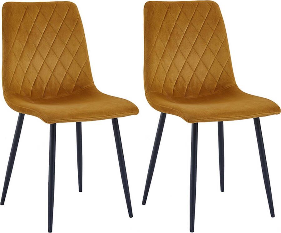 Lina Eetkamerstoel Elisia Okergeel Set van 2 -Velvet -Woonkamerstoel - Foto 2