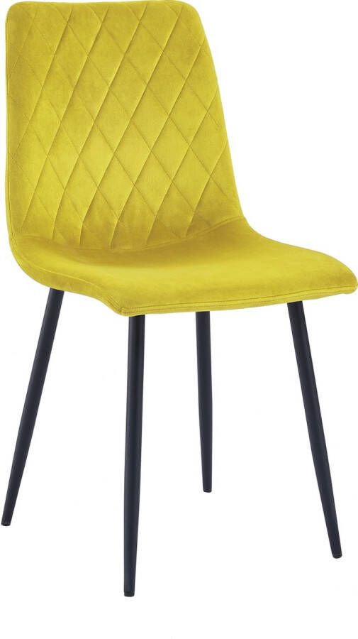 Lina Elisia Eetkamerstoel Okergeel Velvet Metaalpoot Woonkamerstoel - Foto 2