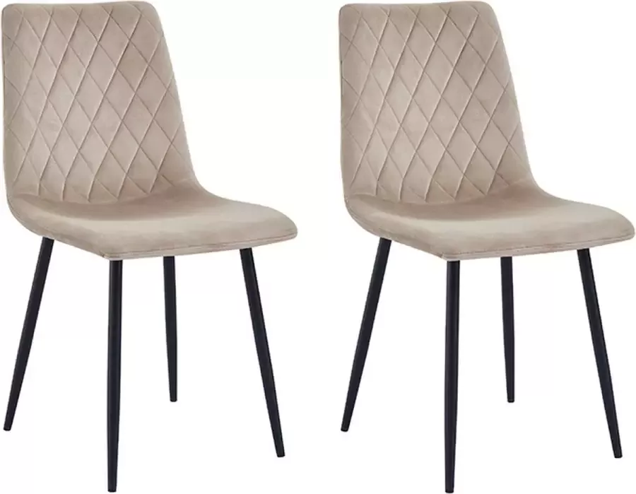 Lina Elisia Eetkamerstoel Set van 2 Beige Velvet Metaalpoot Woonkamerstoel - Foto 2