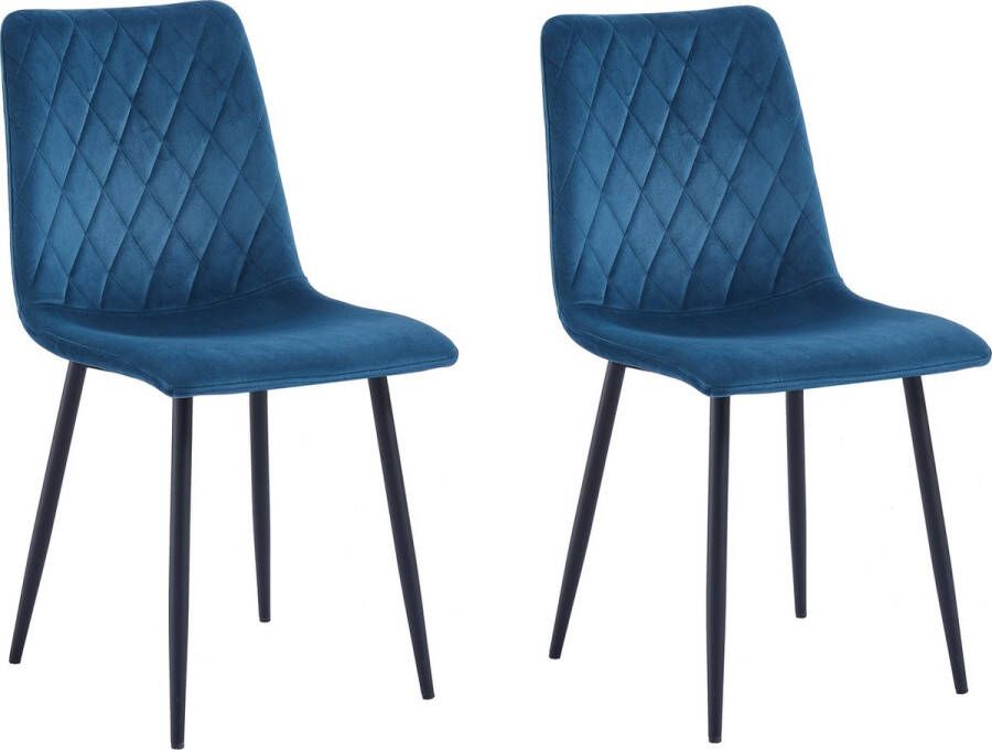 Lina Elisia Eetkamerstoel Set van 2 Petrol Velvet Metaalpoot Woonkamerstoel