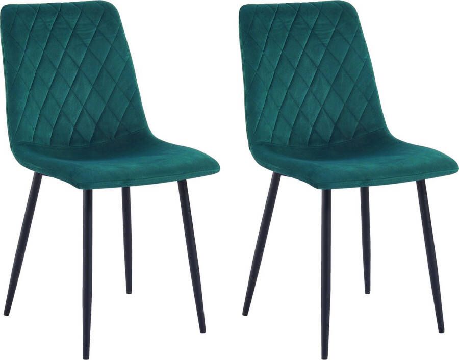Lina Elisia Eetkamerstoelen Groen Set van 2 Velvet - Foto 2