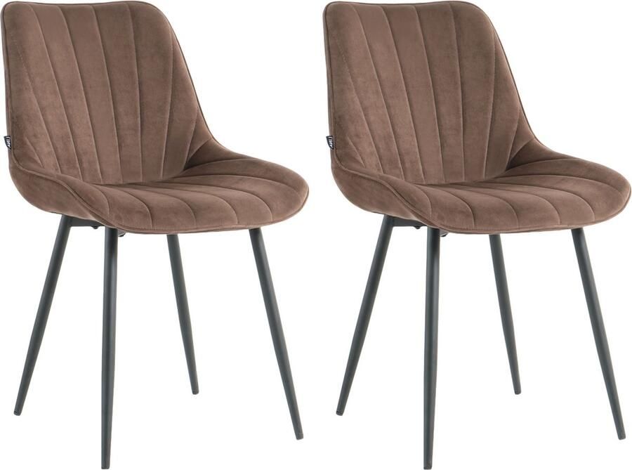 Lina Alfa Eetkamerstoelen Bruin Set van 2 Velvet