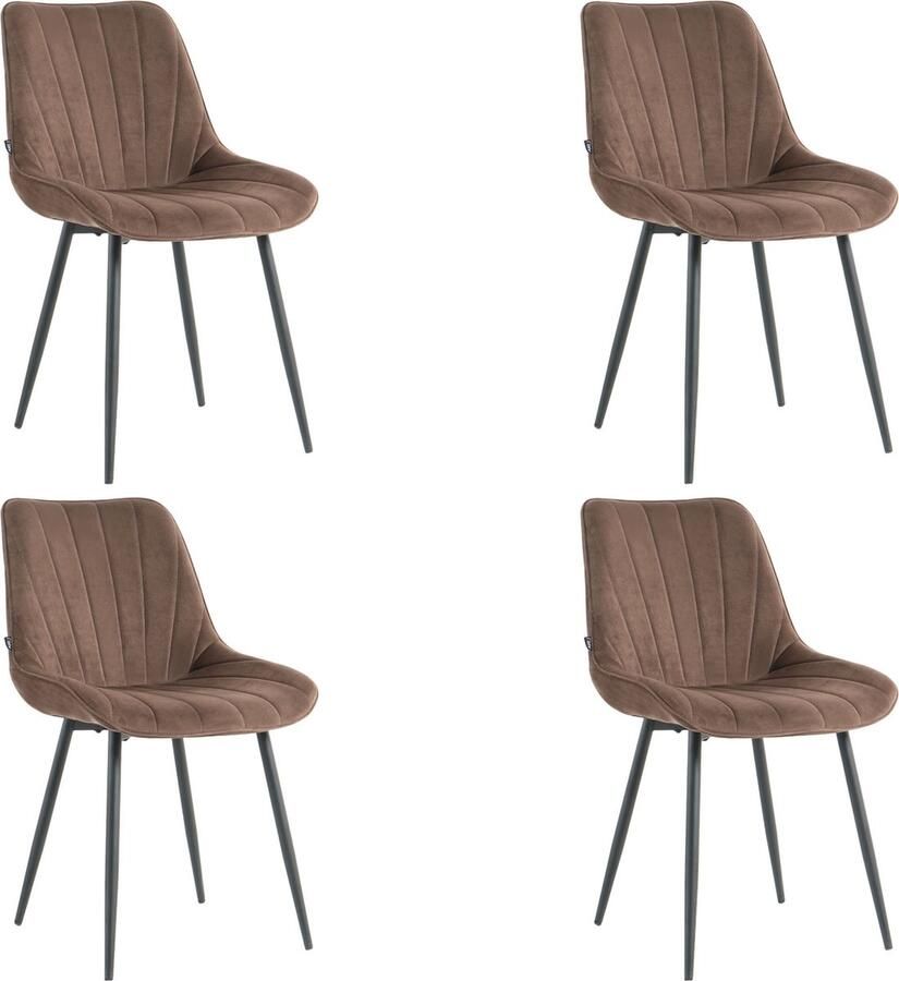 Lina Alfa Eetkamerstoelen Bruin Set van 4 Velvet