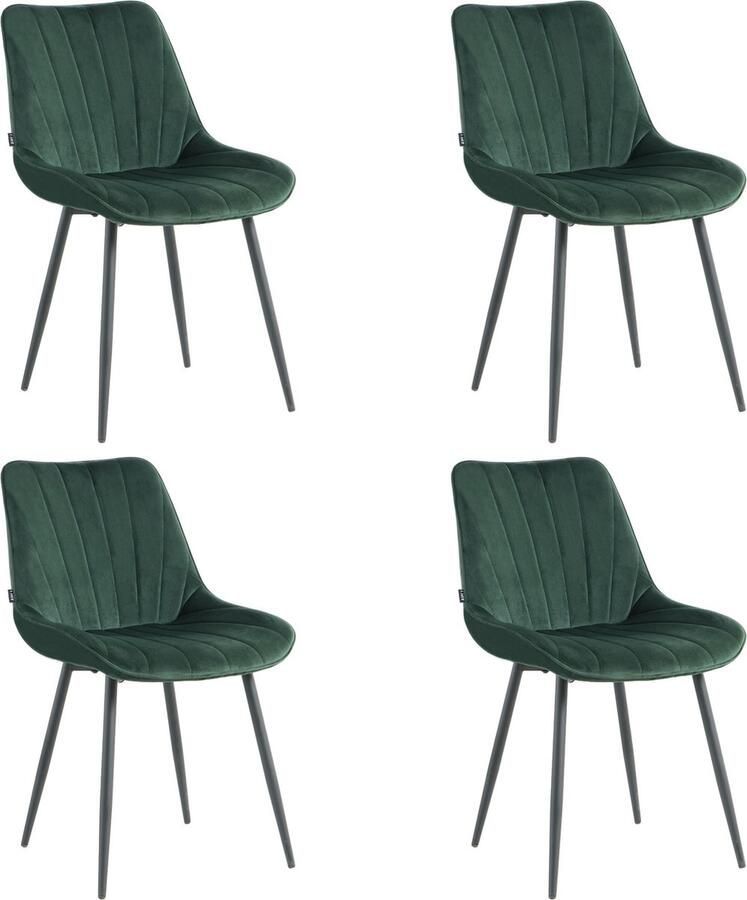 Lina Alfa Eetkamerstoelen Groen Set van 4 Velvet