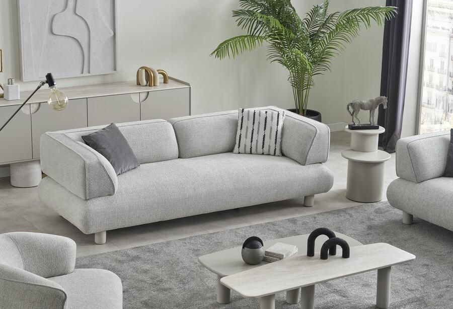 Lina Bonny Bankstel Grijs 2 Zitsbank Linnen Gratis Bezorging en Montage - Foto 5