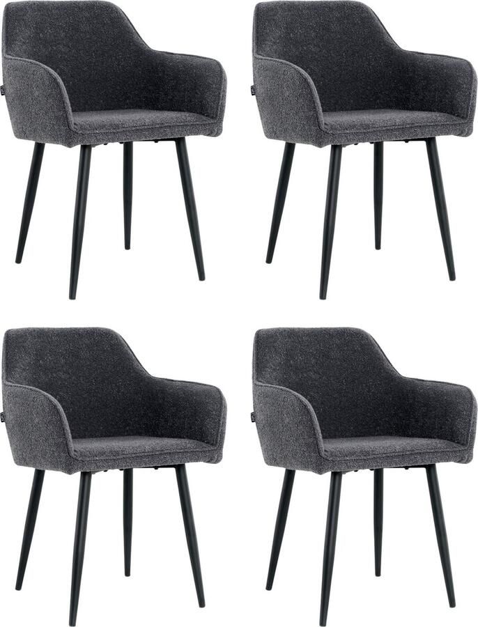 Lina Diamond Eetkamerstoel Antraciet Set van 4 Boucle