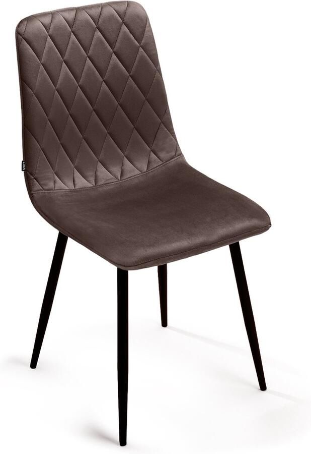 Mevsim Store Elisia Eetkamerstoel Bruin Velvet Metaalpoot Woonkamerstoel - Foto 2