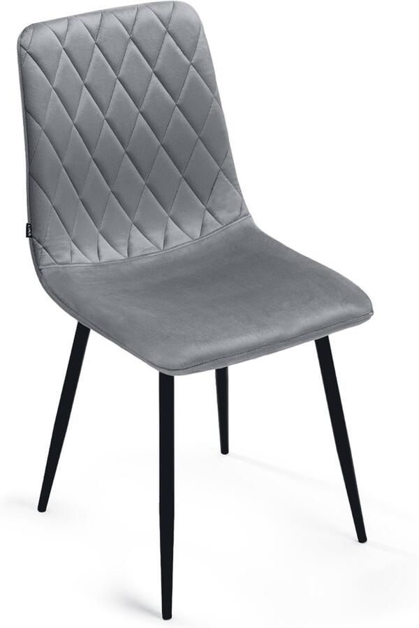 Lina Elisia Eetkamerstoel Grijs Velvet Metaalpoot Woonkamerstoel