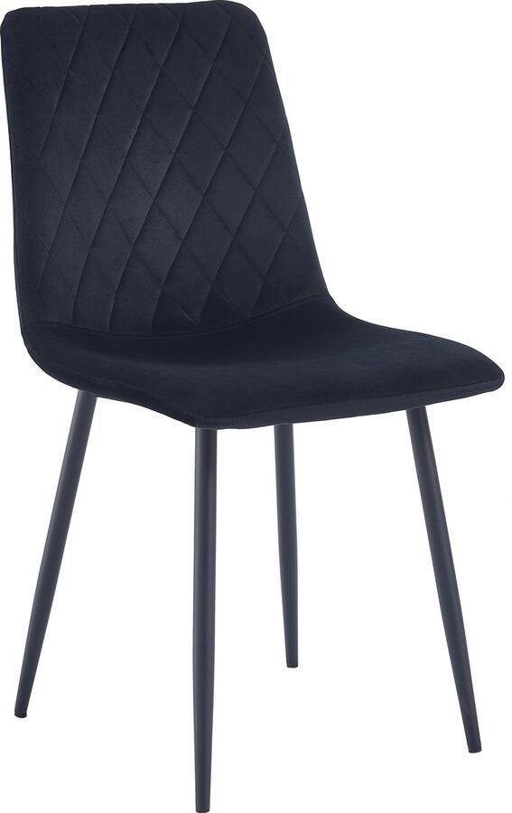 Mevsim Elisia Eetkamerstoel Zwart Velvet Metaalpoot Woonkamerstoel - Foto 2