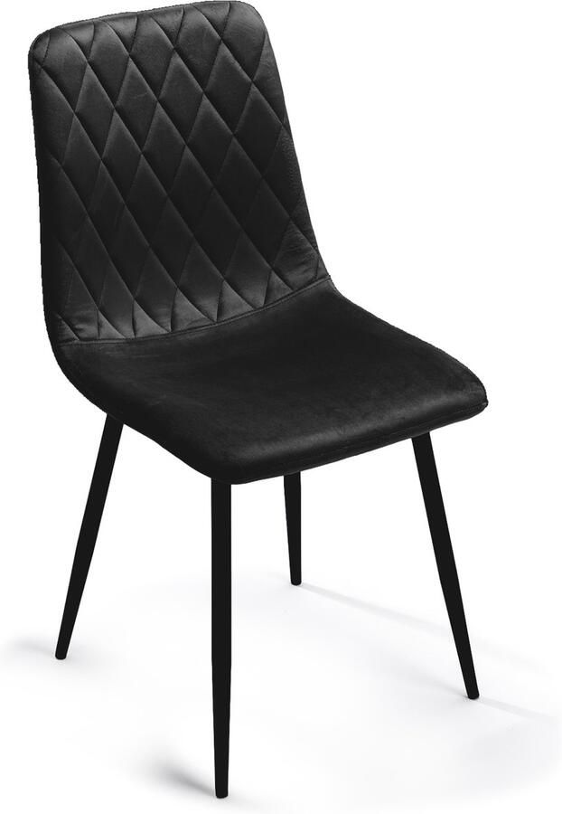 Mevsim Elisia Eetkamerstoel Zwart Velvet Metaalpoot Woonkamerstoel