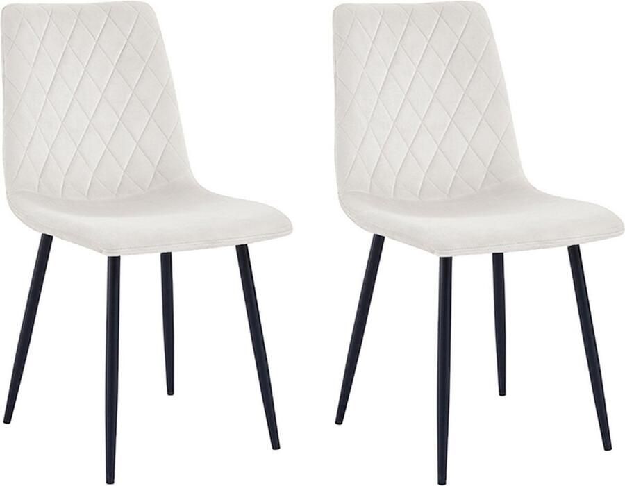 Lina Elisia Eetkamerstoelen Creme Set van 2 Velvet - Foto 2
